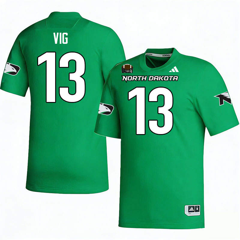 North Dakota Fighting Hawks #13 Kaden Vig College Football Jerseys,Uniforms-Green